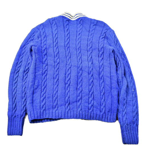 Vintage 1960s Cable Knit Collegiate Cardigan Sweater Men's Medium from propervintagecanada