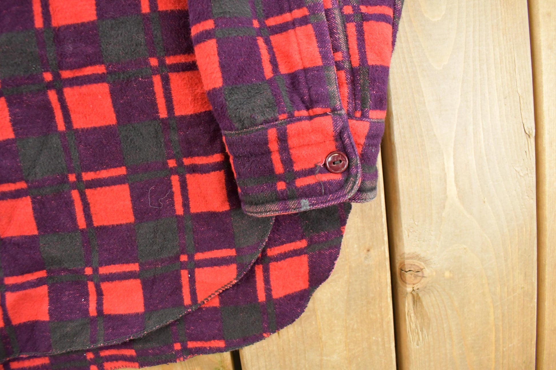 Vintage 1960s Champion Button Up Plaid Flannel Trucker Shirt Men's Large from propervintagecanada