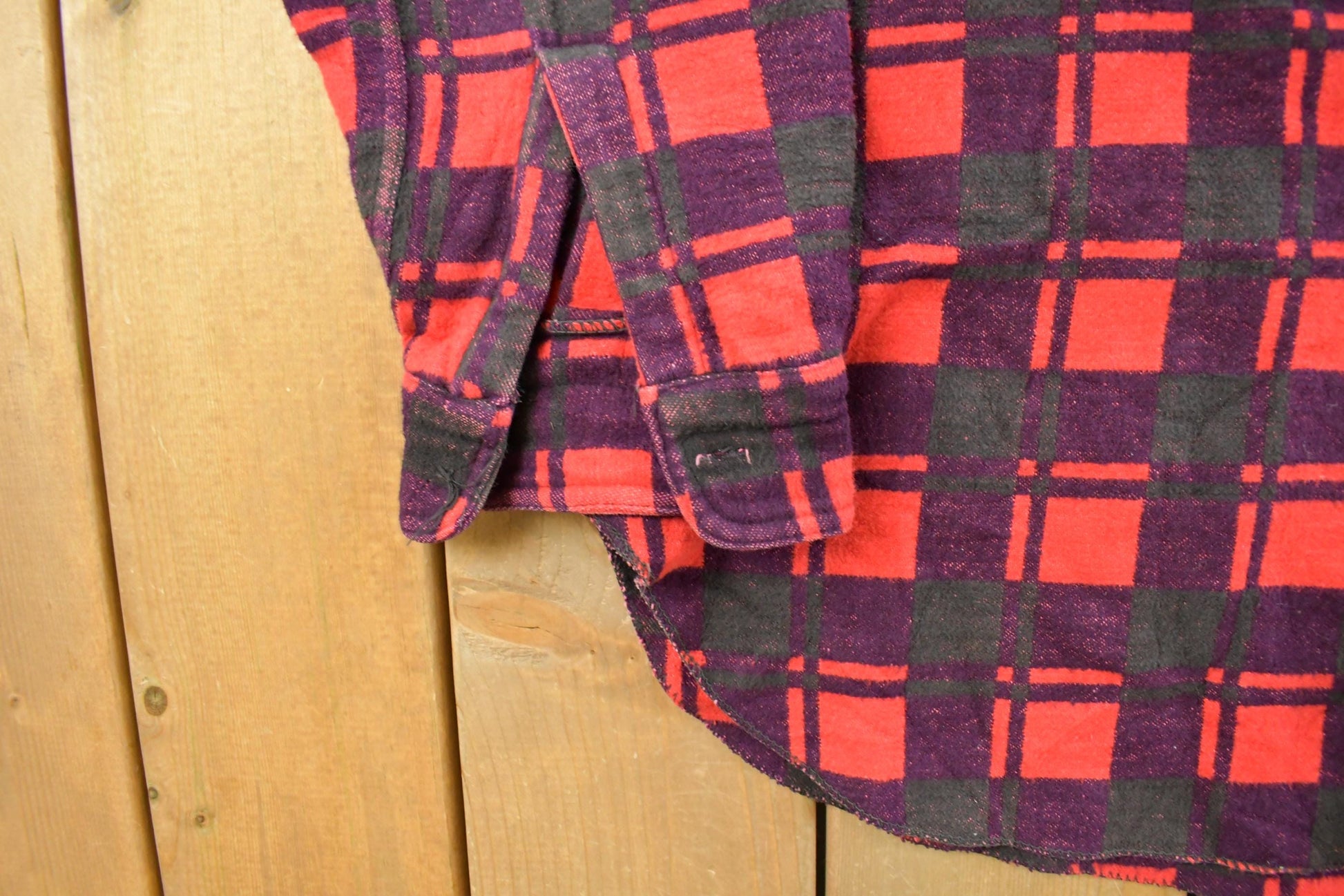 Vintage 1960s Champion Button Up Plaid Flannel Trucker Shirt Men's Large from propervintagecanada