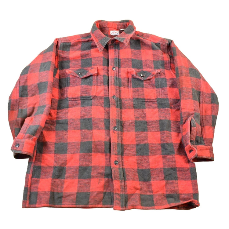 Vintage 1960s Champion Button Up Plaid Flannel Trucker Shirt Men's Large from propervintagecanada