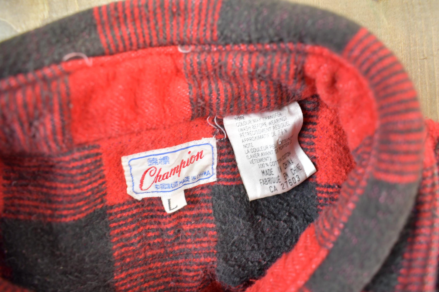 Vintage 1960s Champion Button Up Plaid Flannel Trucker Shirt Men's Large from propervintagecanada