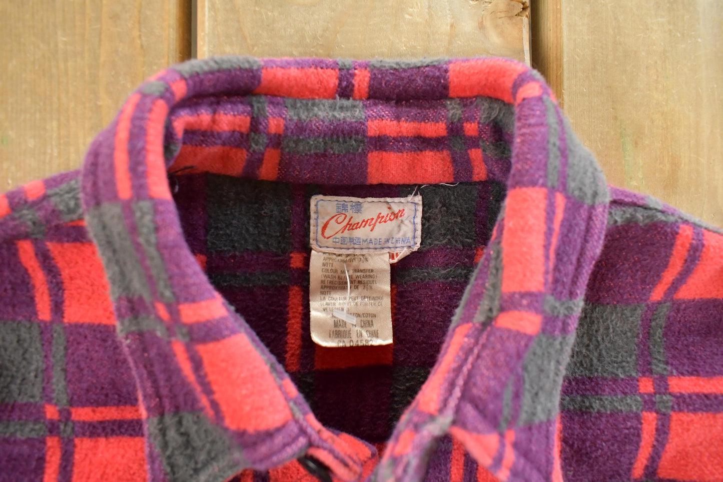 Vintage 1960s Champion Button Up Plaid Flannel Trucker Shirt Men's Medium from propervintagecanada