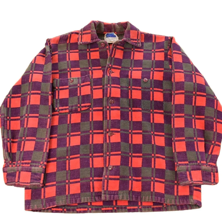 Vintage 1960s Champion Button Up Plaid Flannel Trucker Shirt Men's Small from propervintagecanada