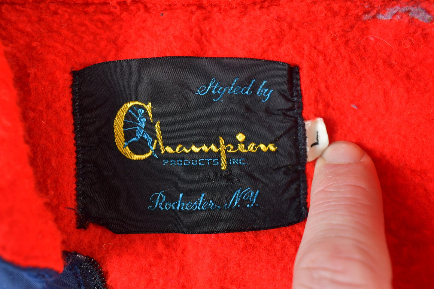 Vintage 1960s Champion Dickinson College Full Zip University NCAA Red Fleece Lined Jacket Men's Large from propervintagecanada