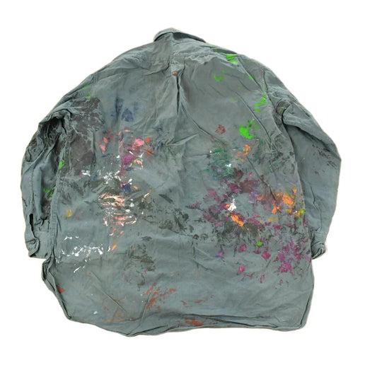 Vintage 1960s Champion Paint Splatter Button Up Shirt Men's Large from propervintagecanada