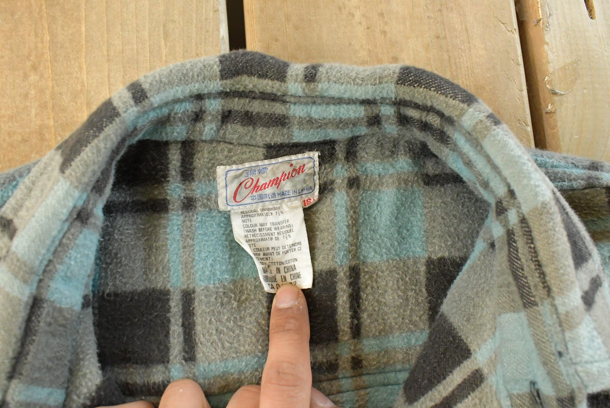 Vintage 1960s Champion Plaid Flannel Shirt Men's L from propervintagecanada
