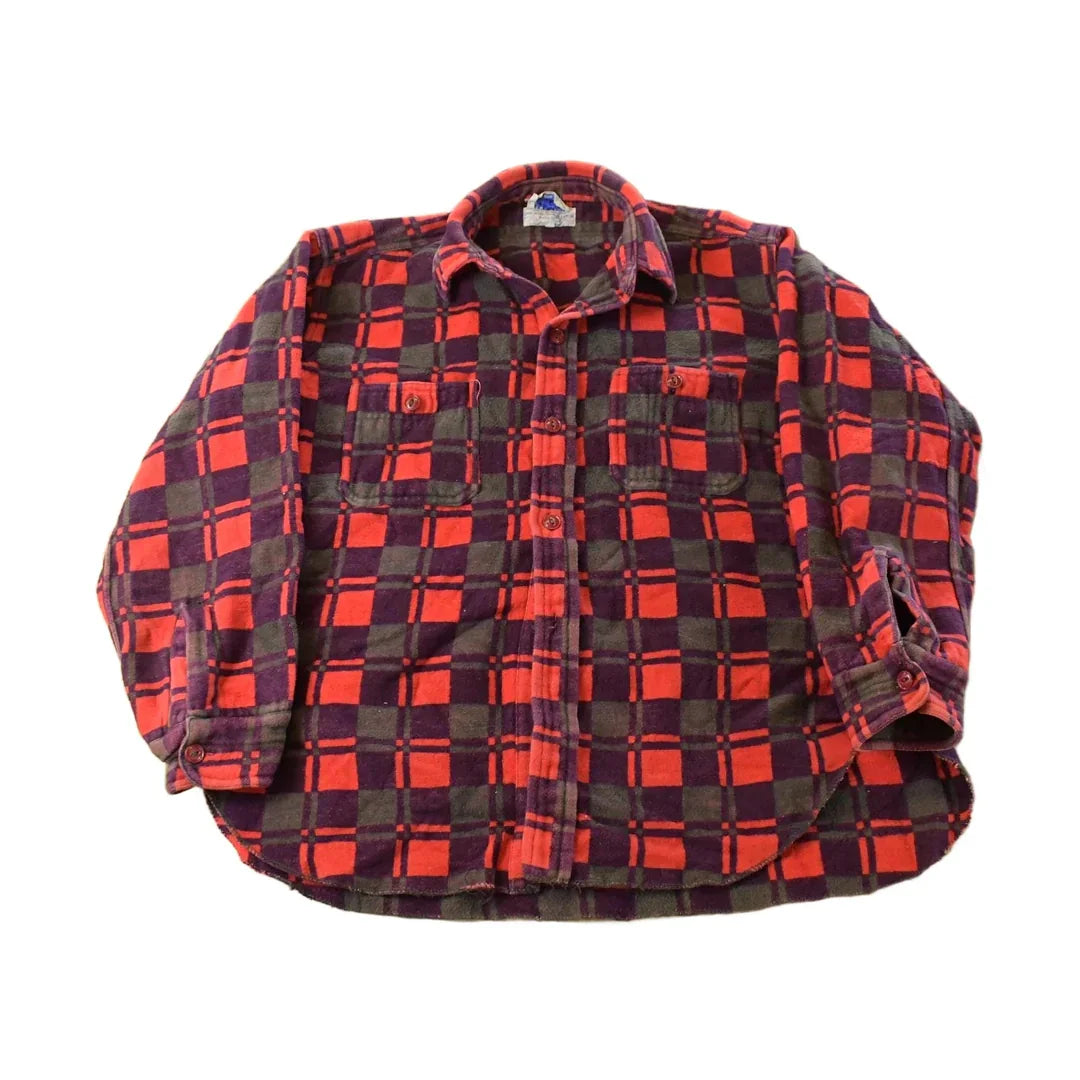 Vintage 1960s Champion Plaid Flannel Shirt, Men's Large from propervintagecanada