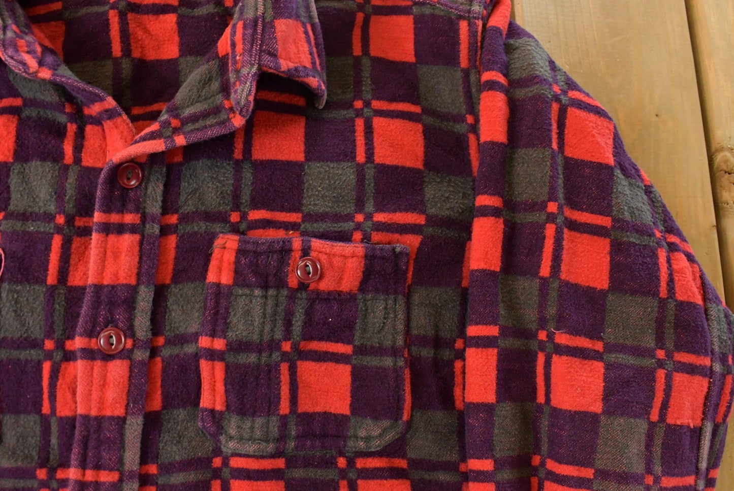 Vintage 1960s Champion Plaid Flannel Shirt, Men's Large from propervintagecanada
