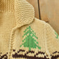 Vintage 1960s Cowichan Hand Knit Shawl Collar Full Zip Sweater Youth L from propervintagecanada