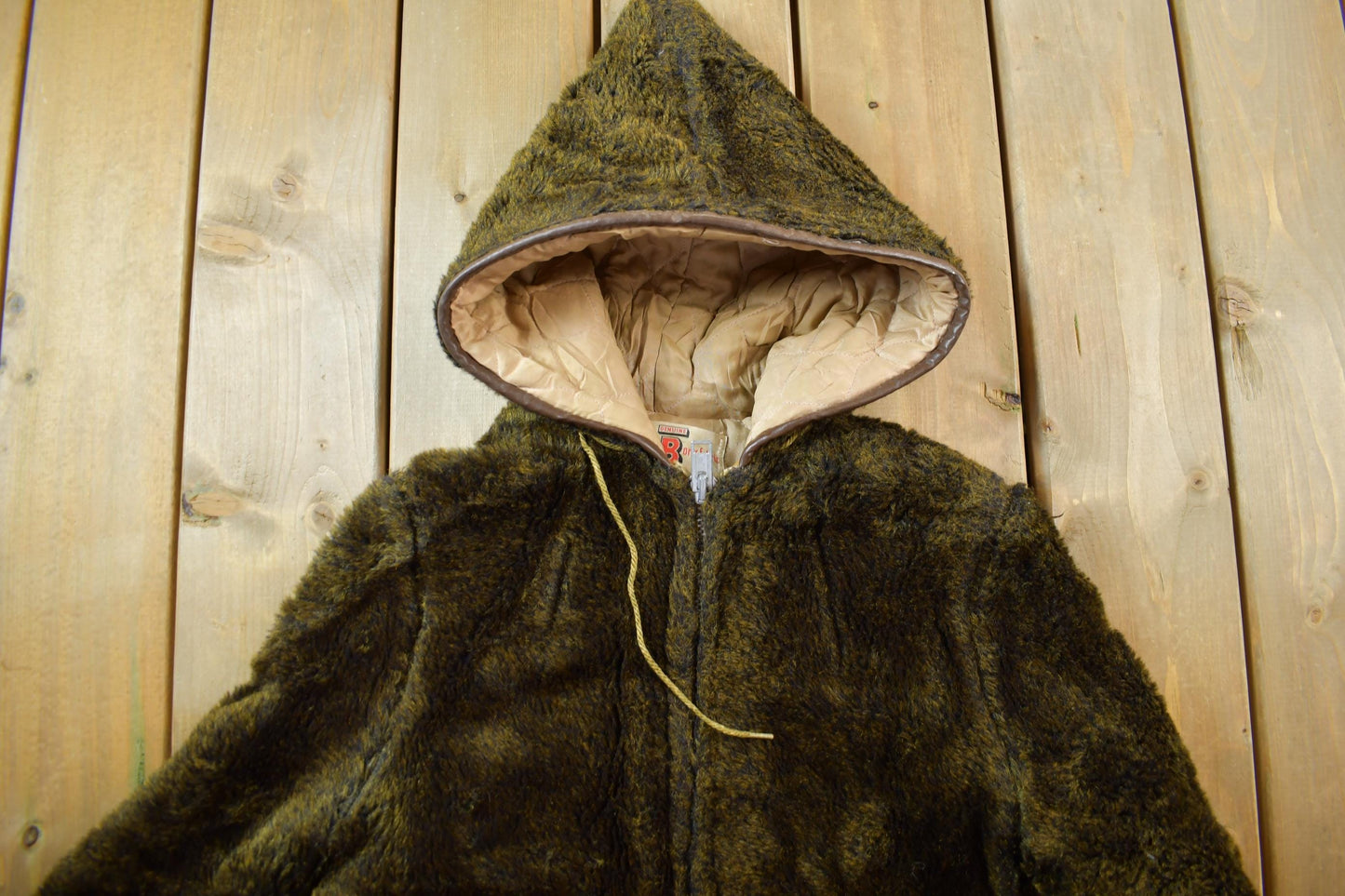 Vintage 1960s Deep Pile Borg Fabric Fleece Parka Jacket from propervintagecanada