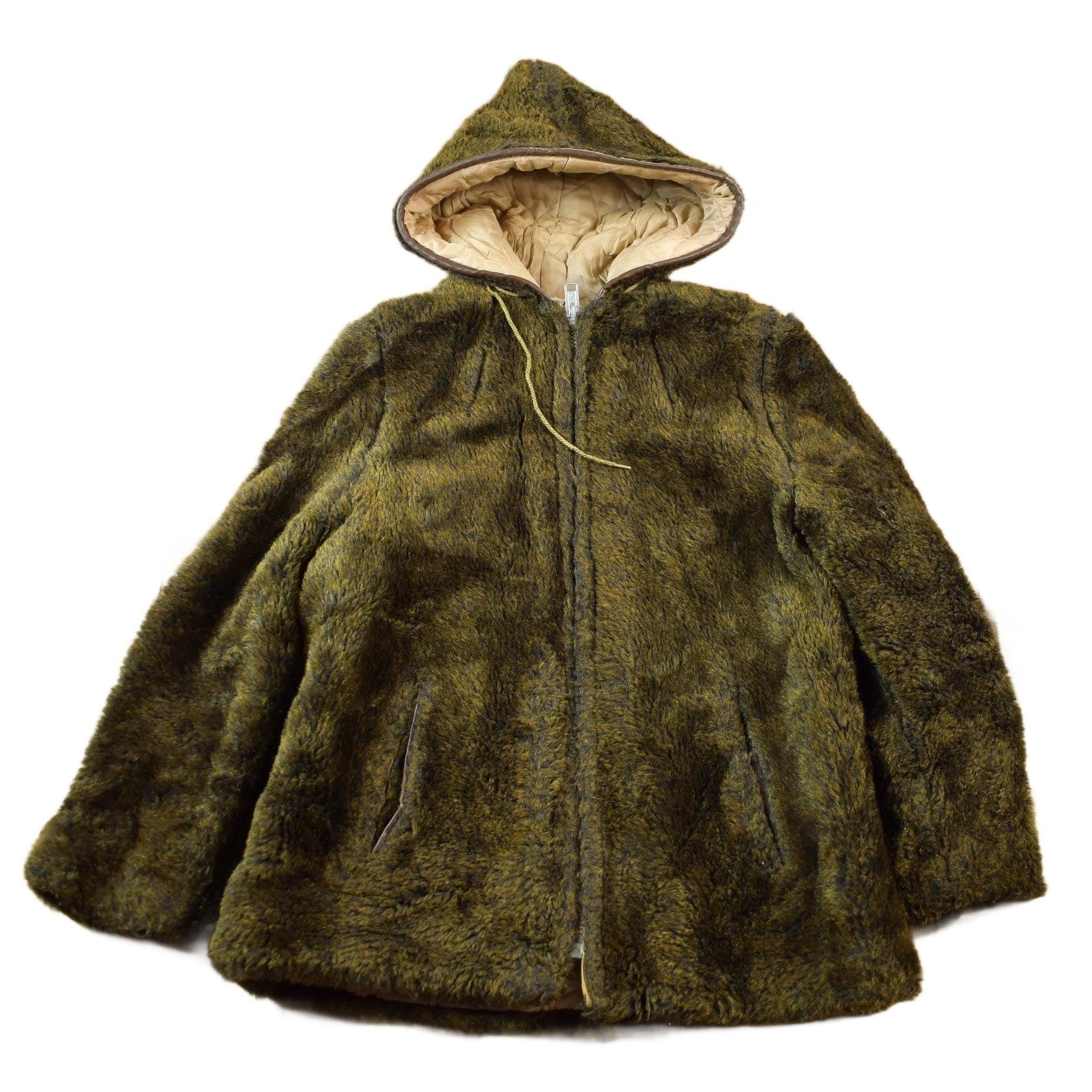Vintage 1960s Deep Pile Borg Fabric Fleece Parka Jacket from propervintagecanada