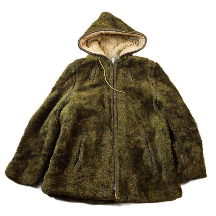 Vintage 1960s Deep Pile Borg Fabric Fleece Parka Jacket from propervintagecanada