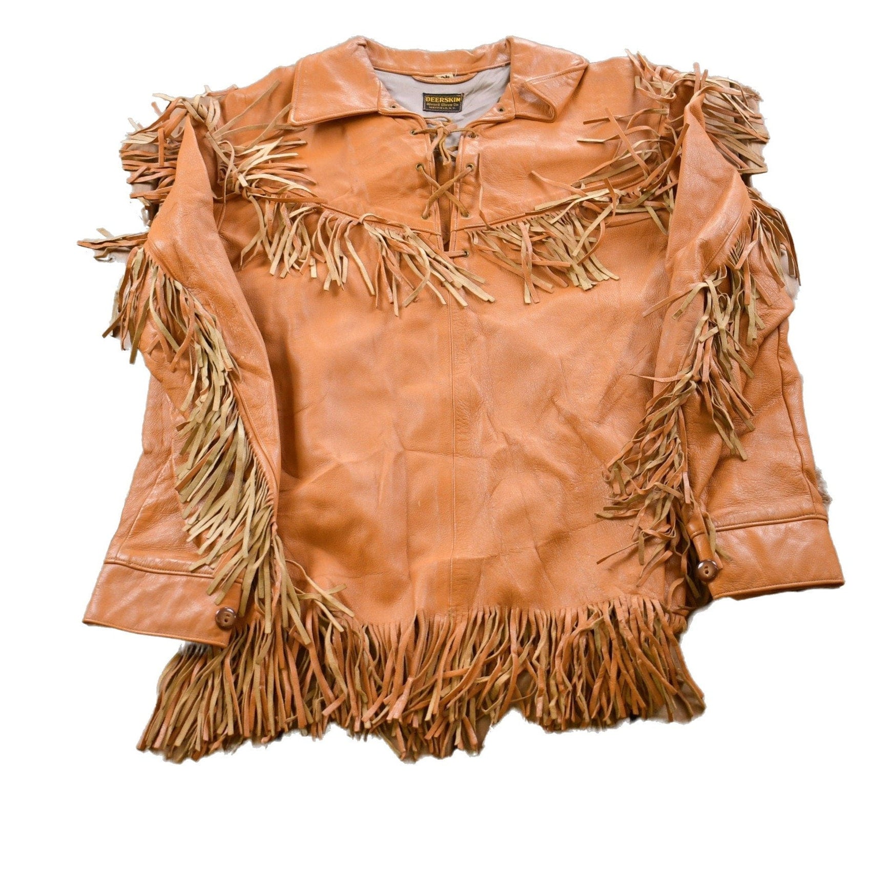 Vintage 1960s Deerskin Leather Pullover Fringe Jacket Women's M from propervintagecanada