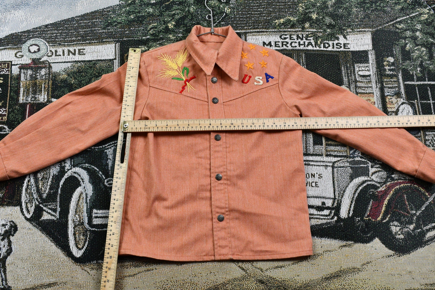 Vintage 1960s Embroidered Denim Western Style Jacket Men's Small from propervintagecanada