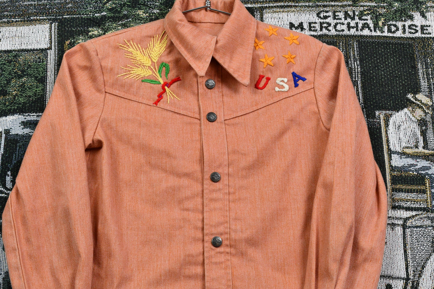 Vintage 1960s Embroidered Denim Western Style Jacket Men's Small from propervintagecanada