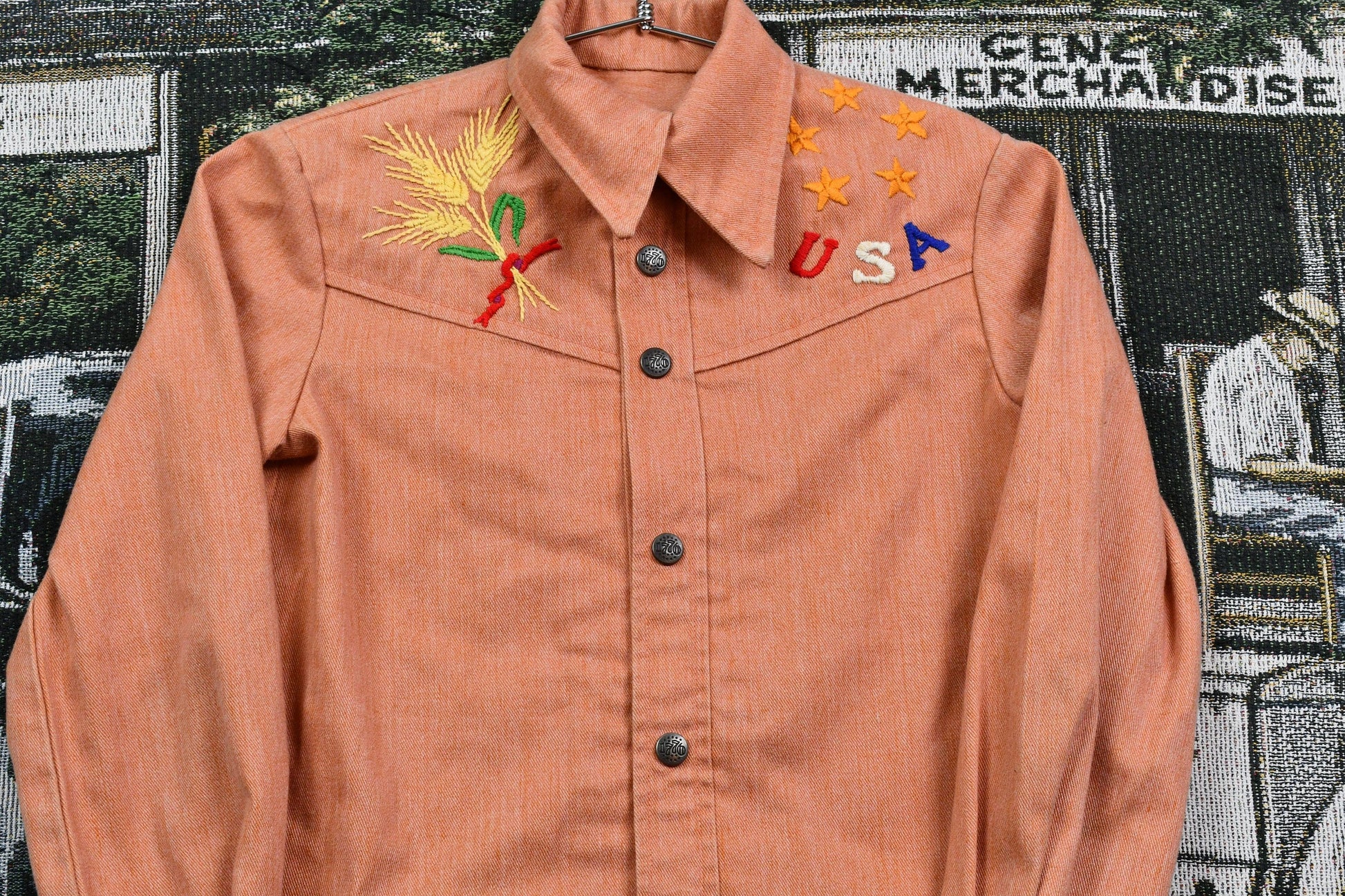 Vintage 1960s Embroidered Denim Western Style Jacket Men's Small from propervintagecanada