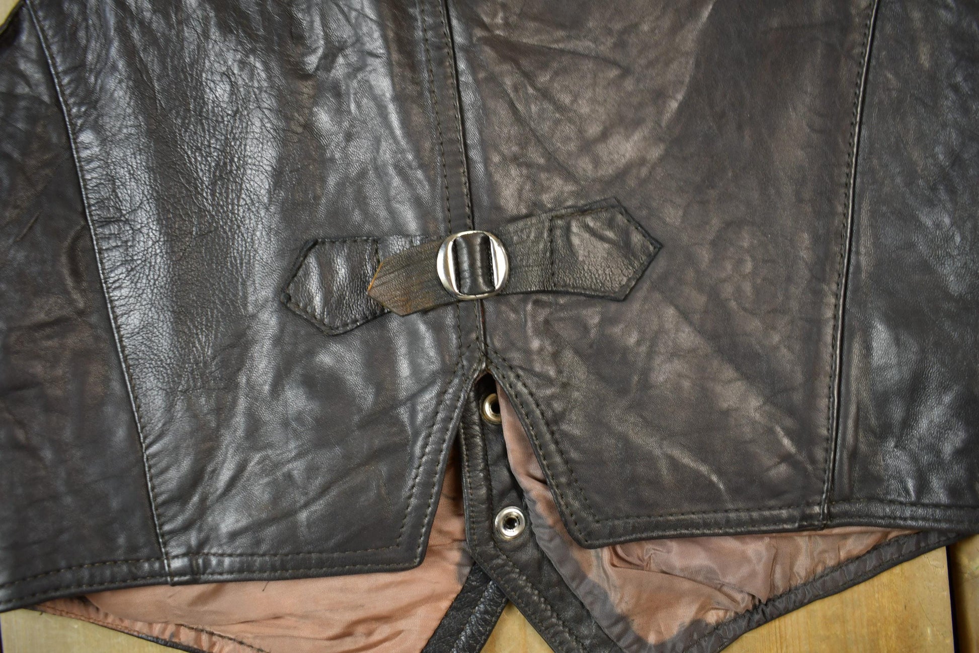 Vintage 1960s Famous Leather Garments Leather Vest Men's S from propervintagecanada