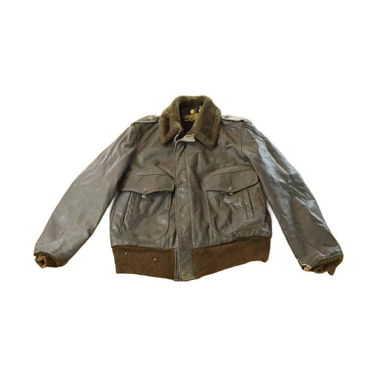 Vintage 1960s Fidelity Brown Leather Flight Jacket Men's Medium from propervintagecanada