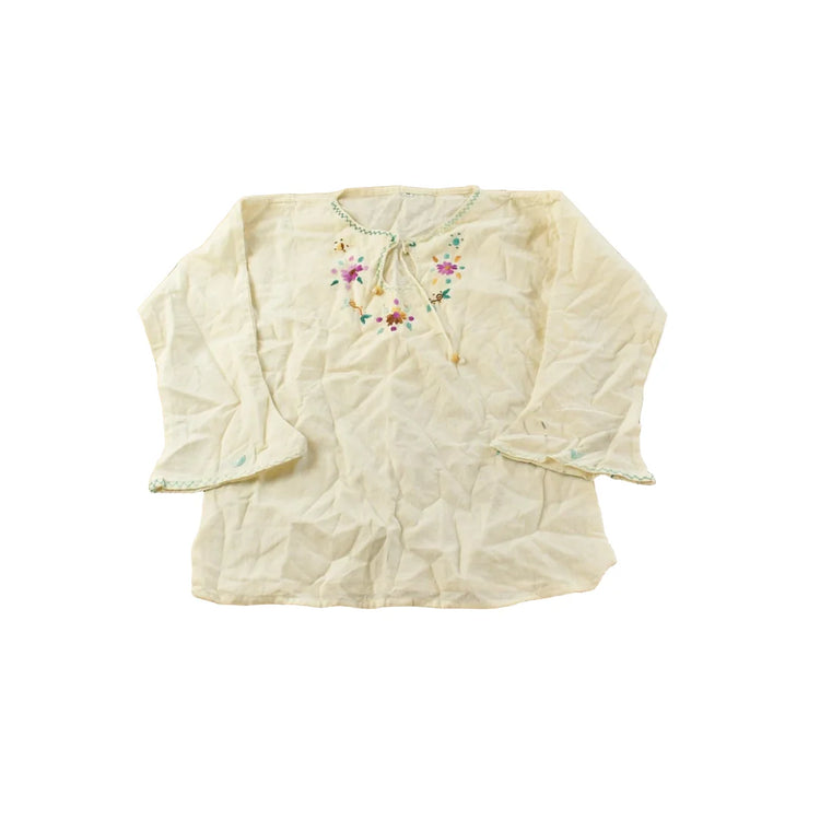 Vintage 1960s Floral Embroidered Peasant Blouse Shirt Womens M from propervintagecanada