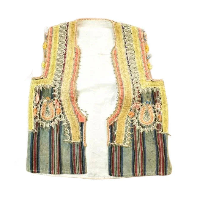 Vintage 1960s Folk Rainbow Silk Velvet Antique Romanian Hand Embroidered Folk Vest from propervintagecanada