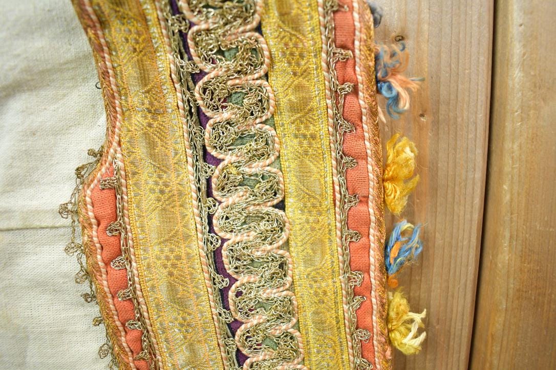 Vintage 1960s Folk Rainbow Silk Velvet Antique Romanian Hand Embroidered Folk Vest from propervintagecanada
