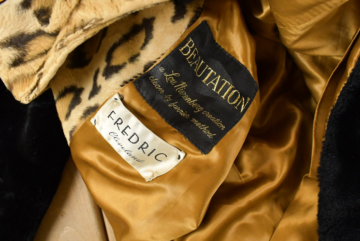 Vintage 1960s Fredric Cleveland Faux Leopard Print Fur Coat Women's M from propervintagecanada
