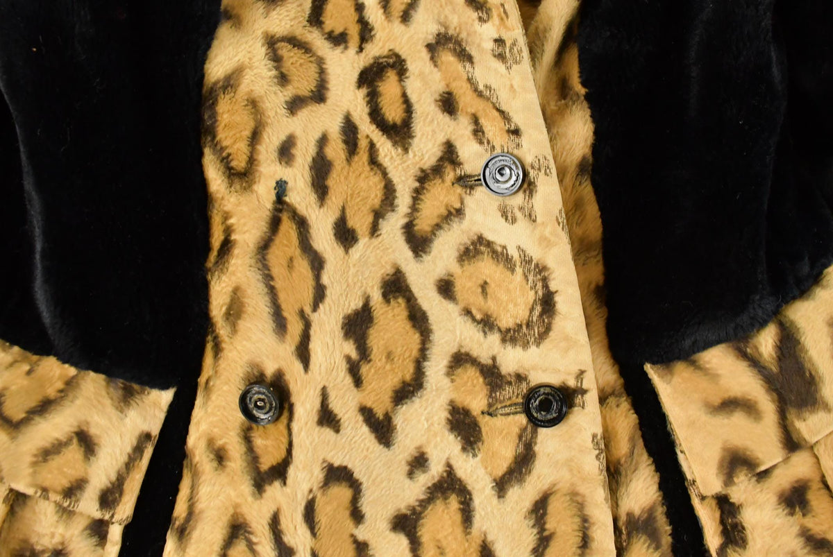 Vintage 1960s Fredric Cleveland Faux Leopard Print Fur Coat Women's M from propervintagecanada