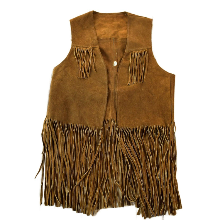 Vintage 1960s Genuine Leather Western Fringe Vest Jacket Men's Small from propervintagecanada