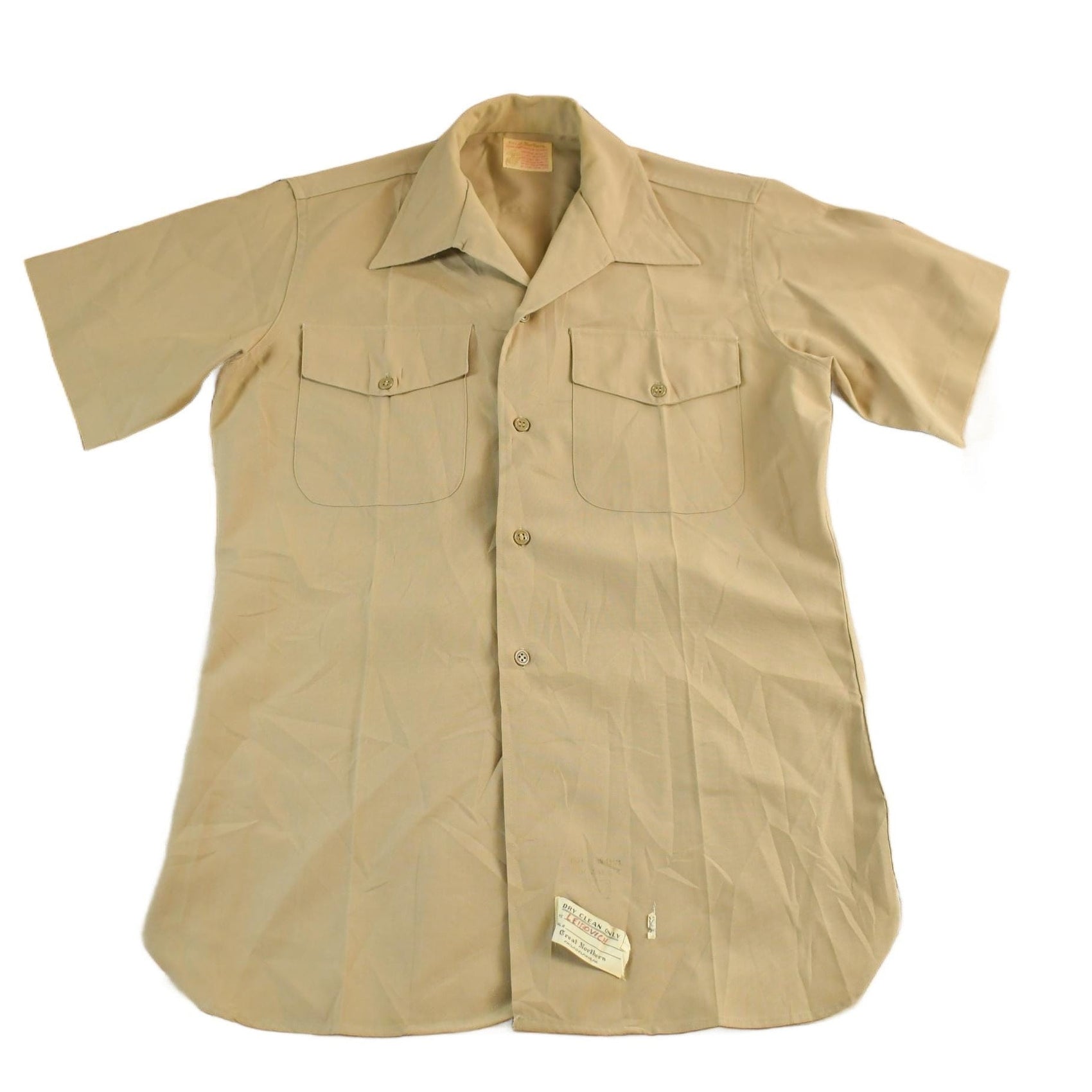 Vintage 1960s Great Northern Blank Button Up Military Shirt Men's Medium from propervintagecanada