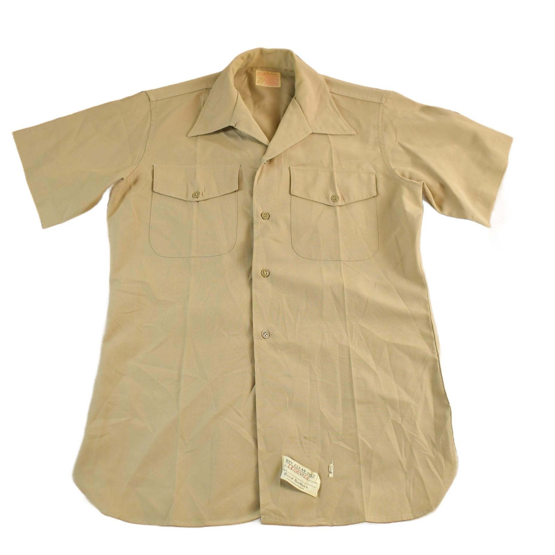 Vintage 1960s Great Northern Blank Button Up Military Shirt Men's Medium from propervintagecanada