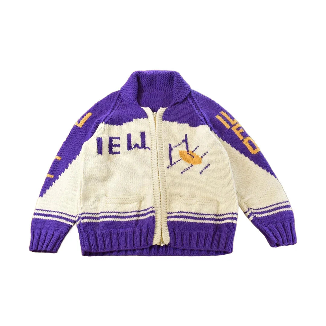 Vintage 1960s Hand-Knit Football Collegiate Cowichan Sweater Men's Large from propervintagecanada
