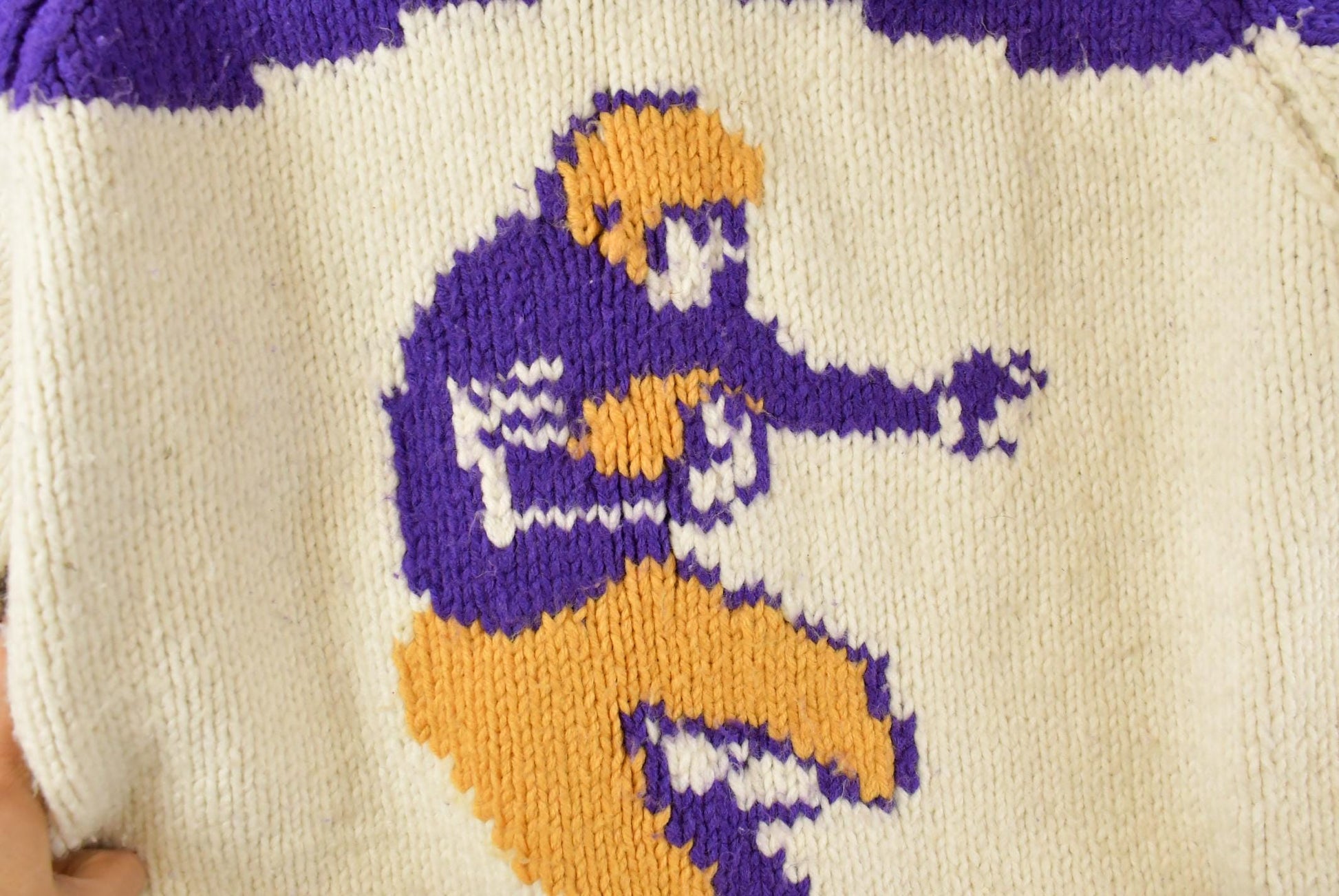 Vintage 1960s Hand-Knit Football Collegiate Cowichan Sweater Men's Large from propervintagecanada