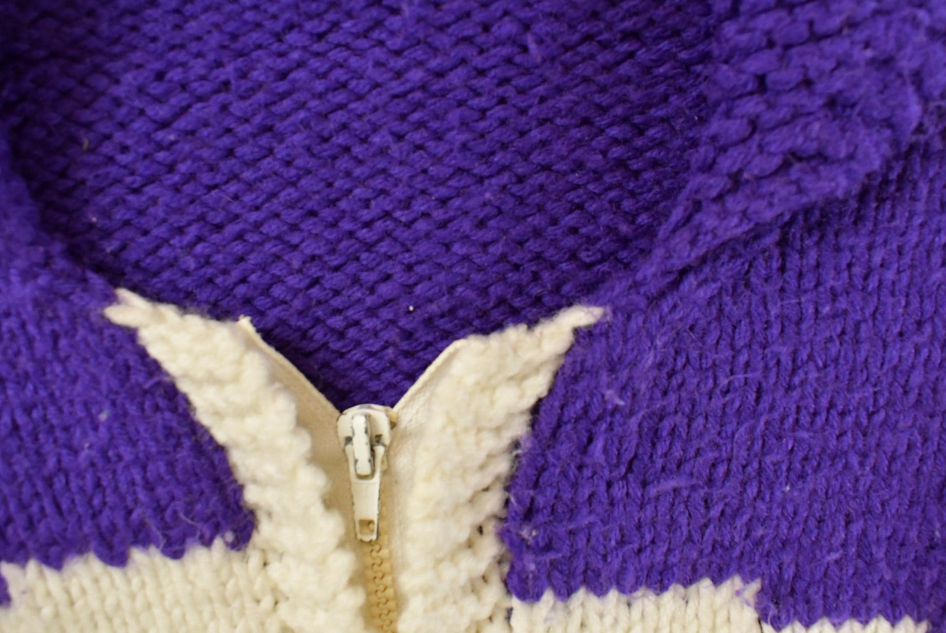 Vintage 1960s Hand-Knit Football Collegiate Cowichan Sweater Men's Large from propervintagecanada