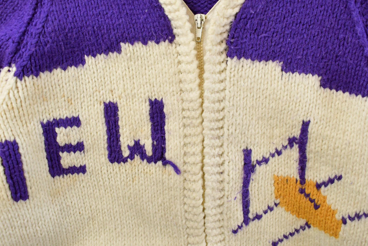 Vintage 1960s Hand-Knit Football Collegiate Cowichan Sweater Men's Large from propervintagecanada