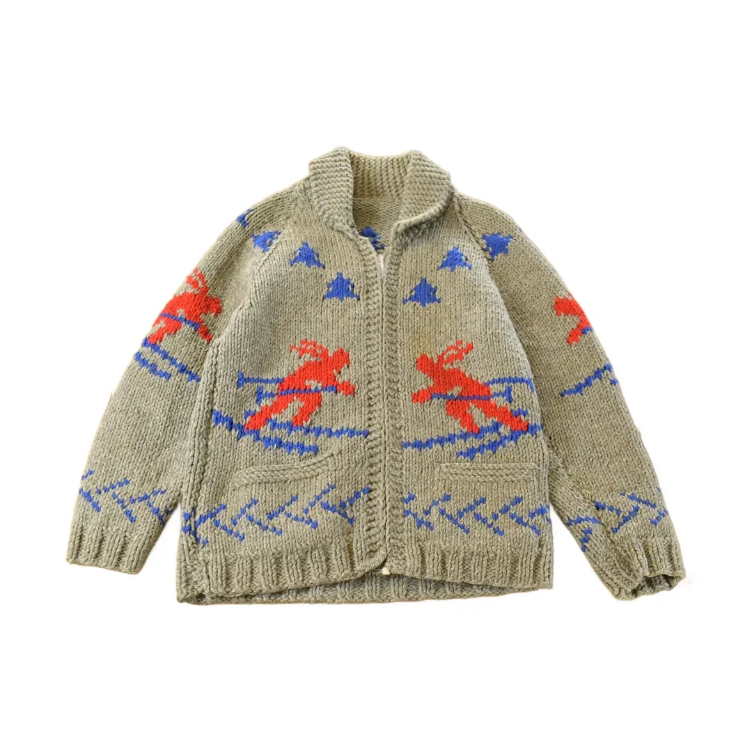 Vintage 1960s Hand-Knit Skiing Cowichan Sweater Men's Small from propervintagecanada