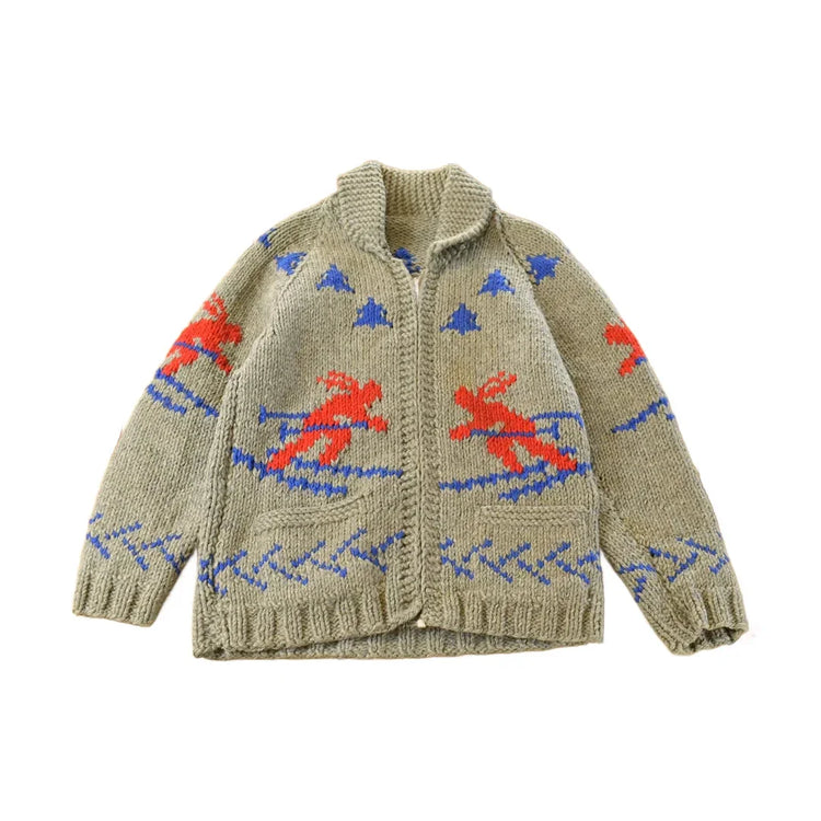 Vintage 1960s Hand-Knit Skiing Cowichan Sweater Men's Small from propervintagecanada