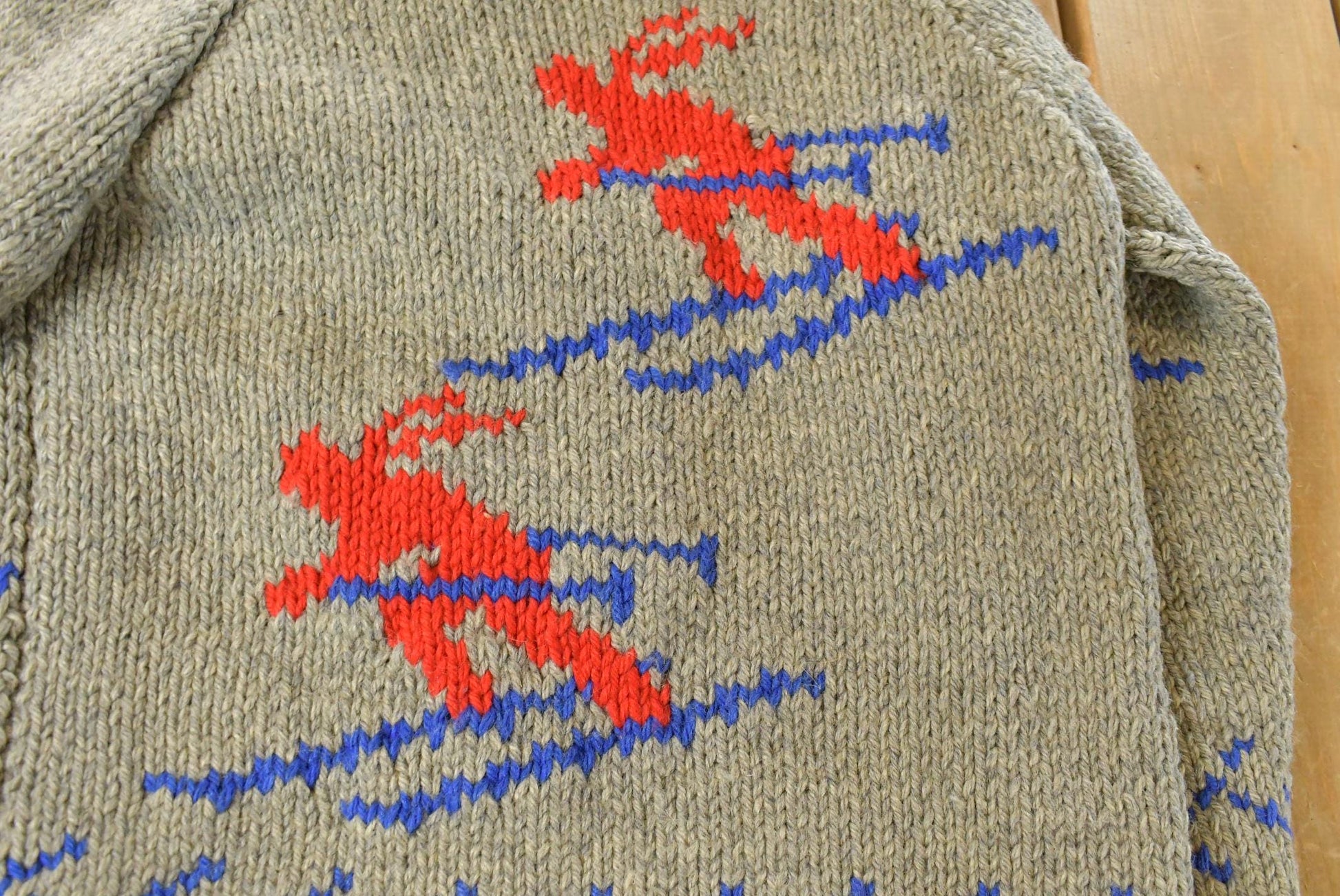 Vintage 1960s Hand-Knit Skiing Cowichan Sweater Men's Small from propervintagecanada