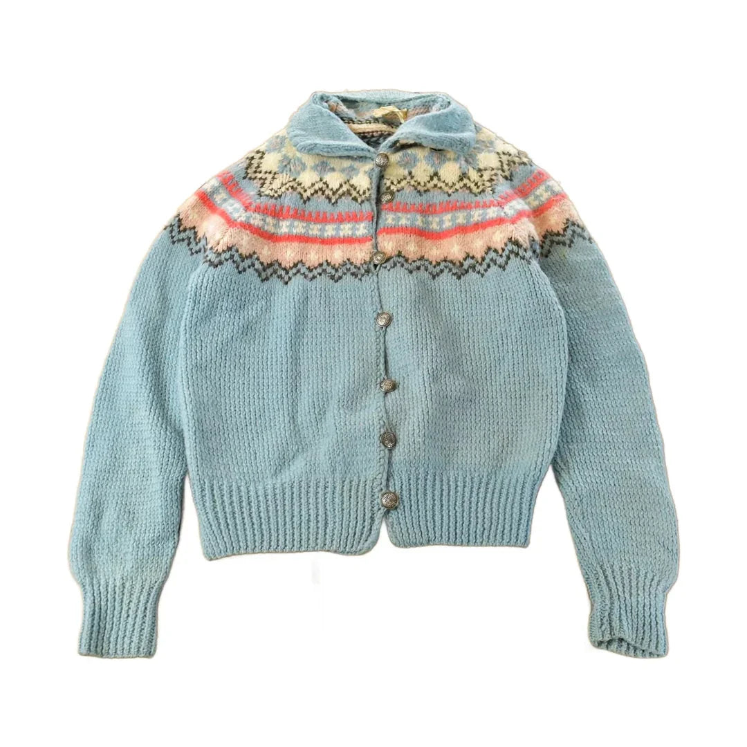 Vintage 1960s Hand Knit Wool Knit Cardigan Sweater Women's Medium from propervintagecanada