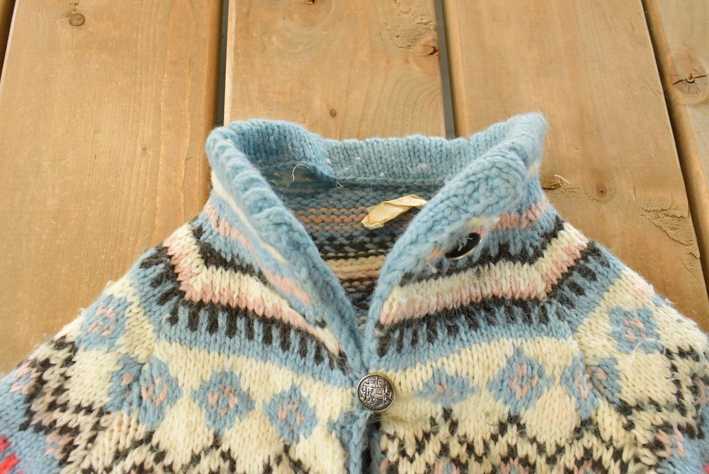 Vintage 1960s Hand Knit Wool Knit Cardigan Sweater Women's Medium from propervintagecanada