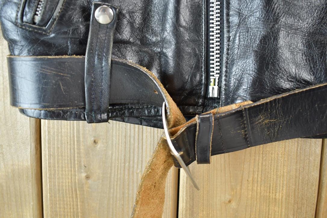 Vintage 1960s Harley Davidson Leather Motorcycle Jacket With Belt Made In USA from propervintagecanada