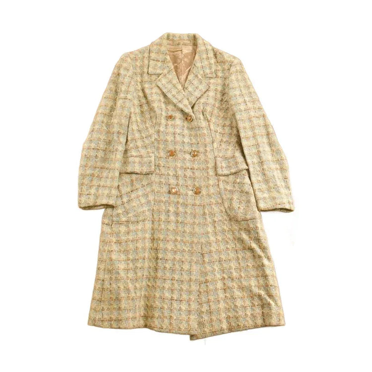 Vintage 1960s Houndstooth Full Length MOD Over Coat from propervintagecanada