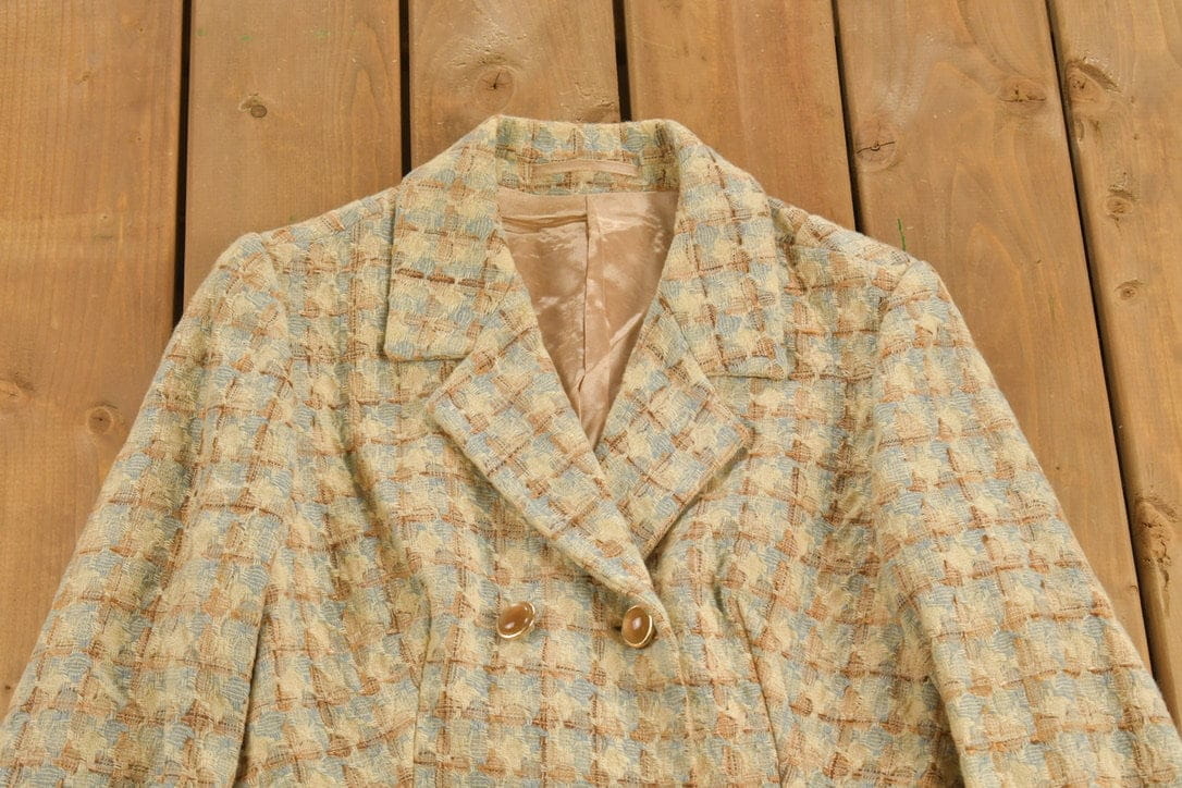 Vintage 1960s Houndstooth Full Length MOD Over Coat from propervintagecanada