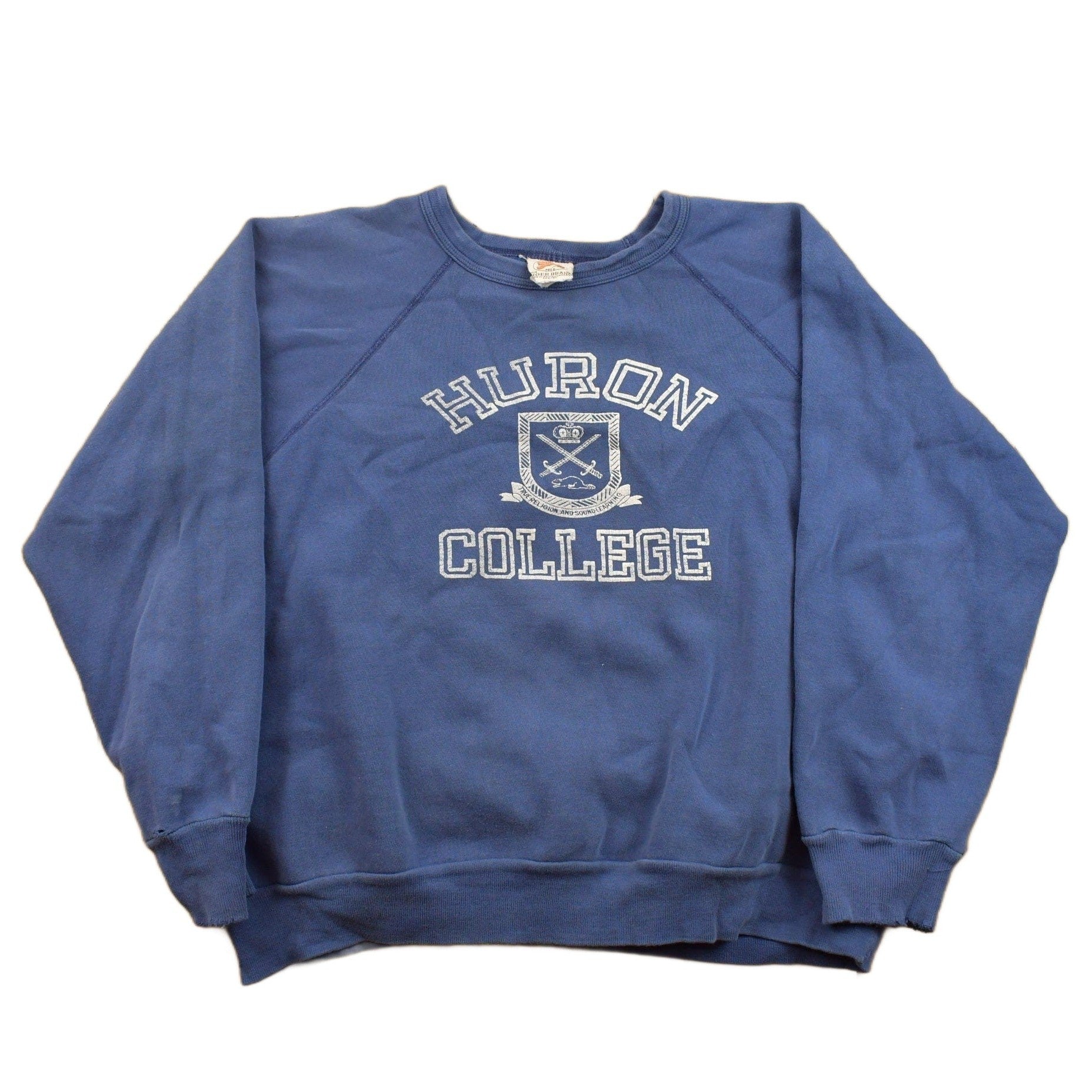 Vintage 1960s Huron College Collegiate Crewneck Made In Canada Sportswear Sweatshirt from propervintagecanada
