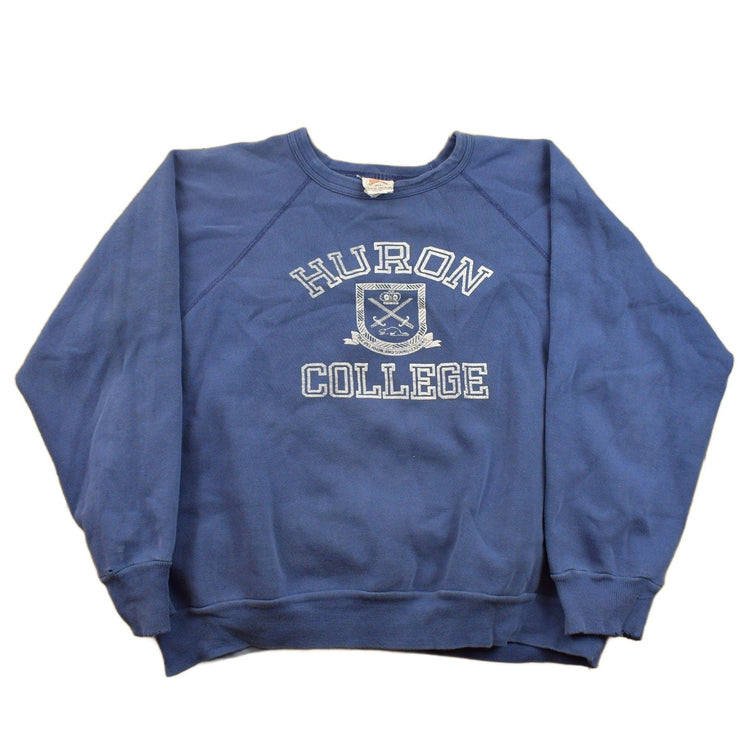 Vintage 1960s Huron College Collegiate Crewneck Made In Canada Sportswear Sweatshirt from propervintagecanada