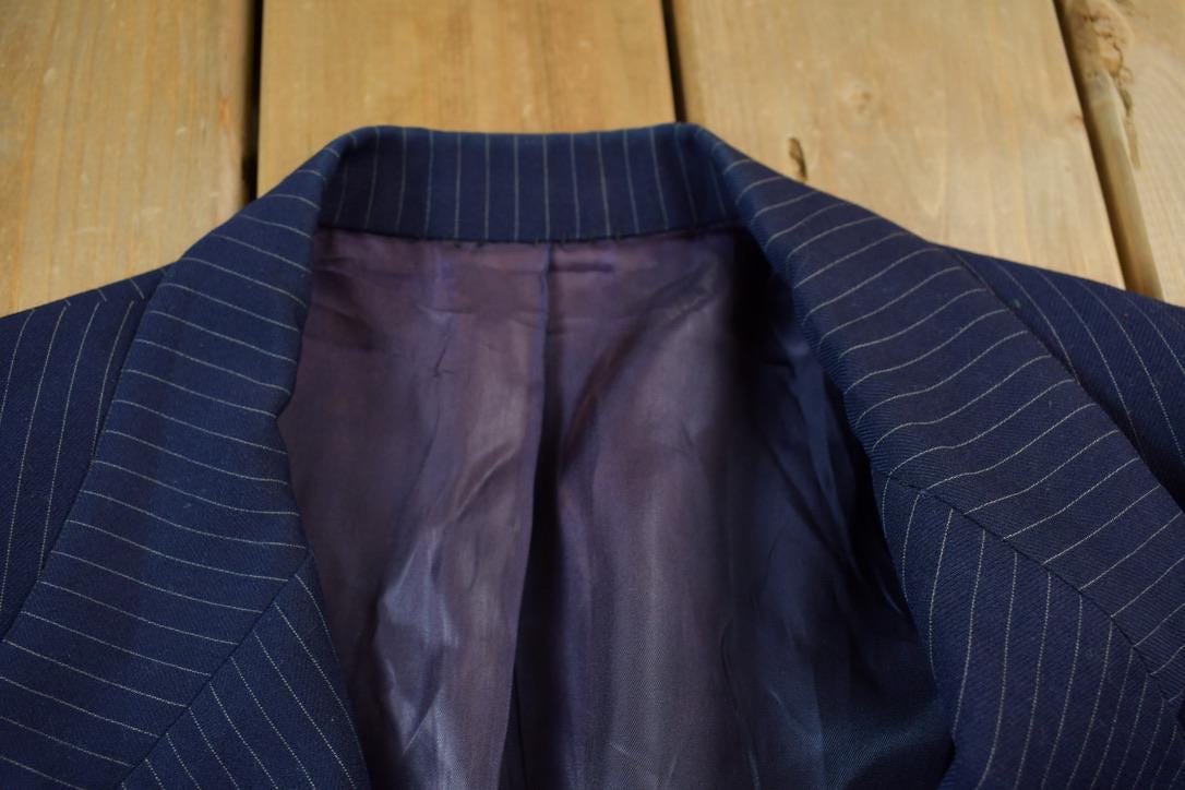 Vintage 1960s Jack Frost Wool Pinstripe Blazer Jacket Men's XL from propervintagecanada