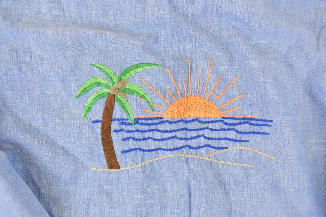 Vintage 1960s JC Penny Big Mac Loop Embroidered Western Denim Button Up Shirt Women's M from propervintagecanada