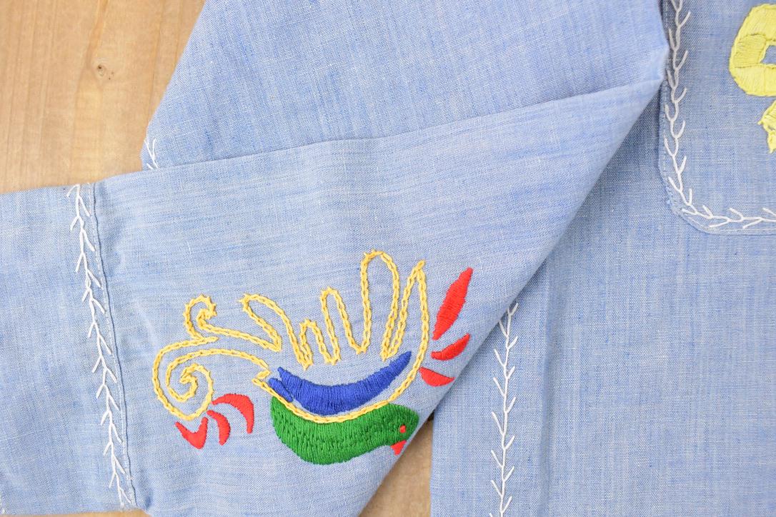 Vintage 1960s JC Penny Big Mac Loop Embroidered Western Denim Button Up Shirt Women's M from propervintagecanada