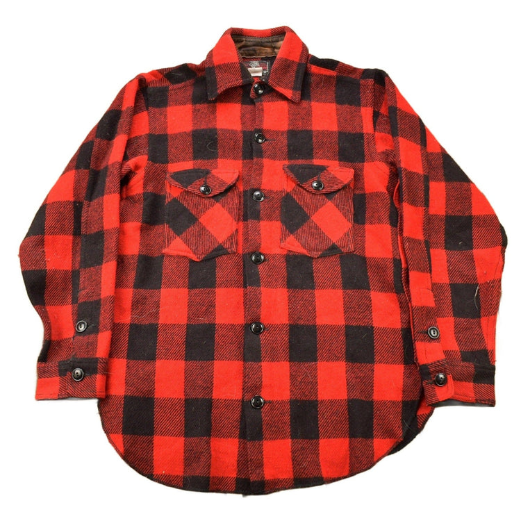 Vintage 1960s Johnson Wool Buffalo Plaid Hunting Togs Flannel Shirt Men's M from propervintagecanada