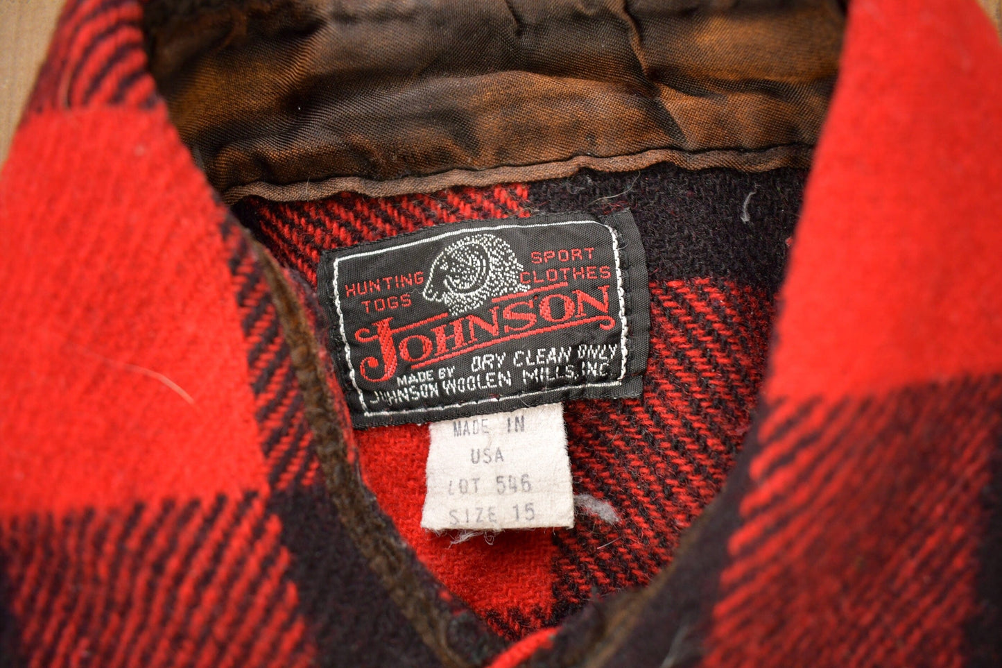 Vintage 1960s Johnson Wool Buffalo Plaid Hunting Togs Flannel Shirt Men's M from propervintagecanada