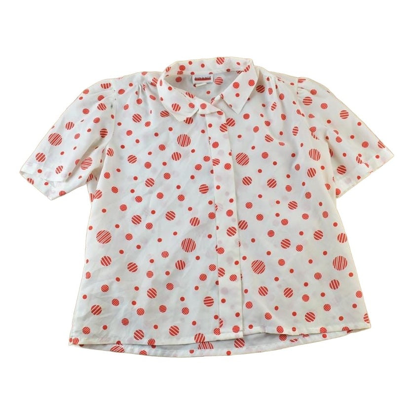 Vintage 1960s Judy Bond polka Dot Button Up Shirt Men's Large from propervintagecanada